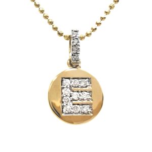 14K YELLOW GOLD DIAMOND INITIAL DISC PENDANT