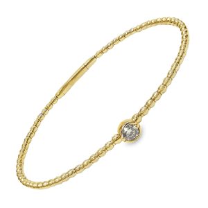 14K YELLOW GOLD DIAMOND FLEXIBLE BANGLE BRACELET