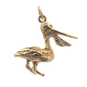14K YELLOW GOLD VINTAGE PELICAN CHARM/PENDANT