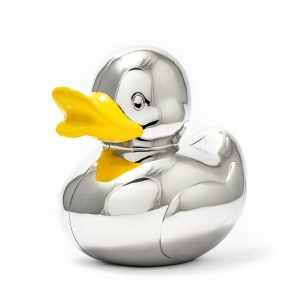 WHITE BRONZE PLATED BABY DUCK BANK
