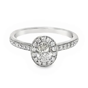 14K WHITE GOLD DIAMOND ENGAGEMENT STYLE HALO RING