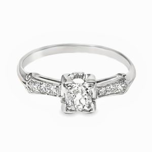 14K WHITE GOLD VINTAGE ENGAGEMENT STYLE DIAMOND RING