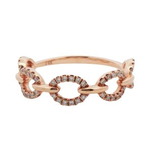 14K ROSE GOLD DIAMOND LINK RING