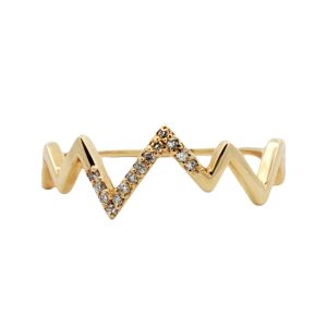 14K YELLOW GOLD DIAMOND HEARTBEAT RING