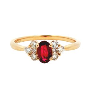 14K YELLOW GOLD RUBY DIAMOND RING