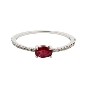 14K WHITE GOLD RUBY DIAMOND RING