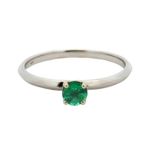14K WHITE GOLD EMERALD SOLITAIRE RING