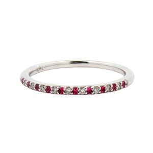 14K WHITE GOLD RUBY & DIAMOND RING