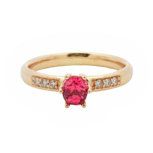 14K YELLOW GOLD SPINEL DIAMOND RING