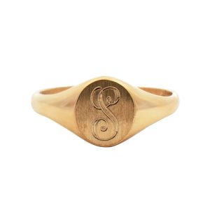 14K YELLOW GOLD ENGRAVED SIGNET RING