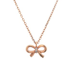 14K ROSE GOLD DIAMOND BOW PENDANT