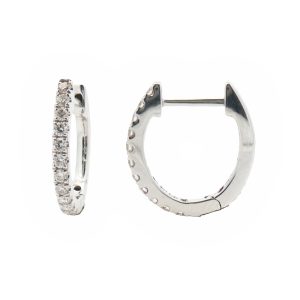 14K WHITE GOLD DIAMOND HUGGIE HOOP EARRINGS