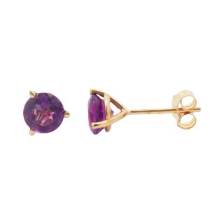 14K YELLOW GOLD AMETHYST STUD EARRINGS
