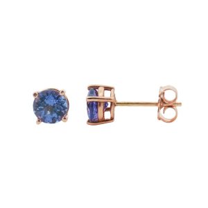 14K ROSE GOLD TANZANITE STUD EARRINGS