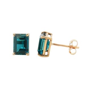 14K YELLOW GOLD LONDON BLUE TOPAZ STUD EARRINGS