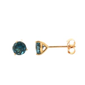 14K YELLOW GOLD LONDON BLUE TOPAZ STUD EARRINGS