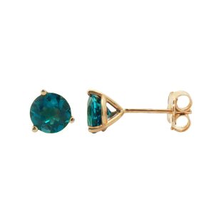 14K YELLOW GOLD LONDON BLUE TOPAZ STUD EARRINGS