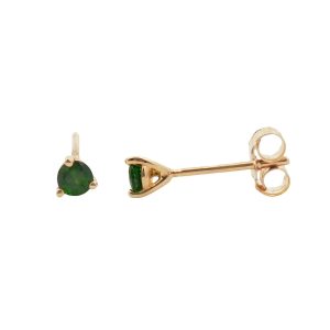 14K YELLOW GOLD CHROME DIOPSIDE STUD EARRINGS