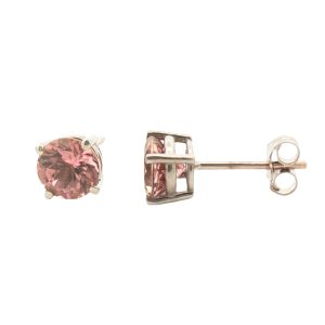 14K WHITE GOLD PINK TOURMALINE STUD EARRINGS