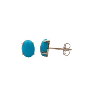 14K WHITE GOLD TURQUOISE STUD EARRINGS