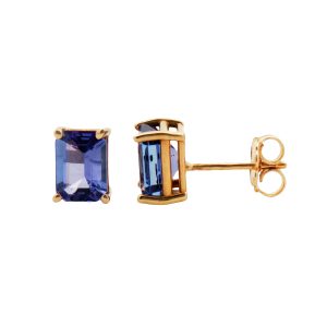 14K YELLOW GOLD TANZANITE STUD EARRINGS