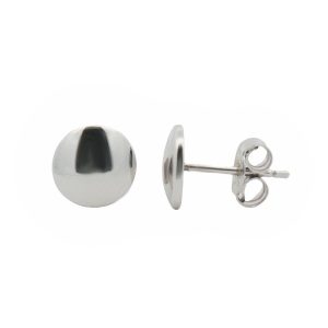 14K WHITE GOLD DISC STUD EARRINGS
