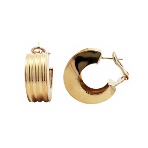 14K YELLOW GOLD GROOVED HOOP EARRINGS