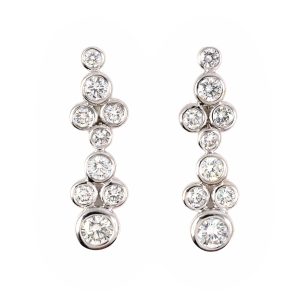 18K WHITE GOLD VINTAGE DIAMOND DROP EARRINGS