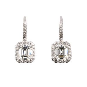 18K WHITE GOLD VINTAGE DIAMOND DROP EARRINGS