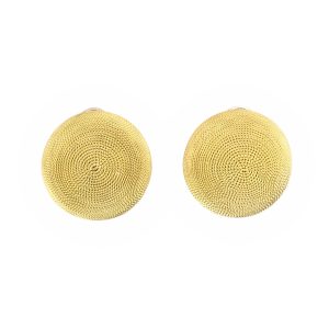 18K YELLOW GOLD VINTAGE TWISTED ROPE FINISH DOMED EARRINGS