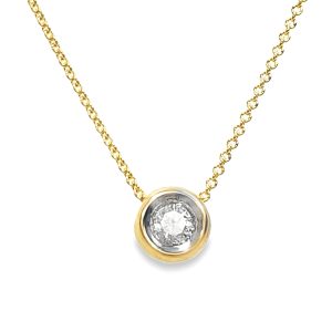 14K YELLOW & WHITE GOLD DIAMOND SOLITAIRE PENDANT