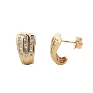 14K WHITE & YELLOW GOLD DIAMOND EARRINGS
