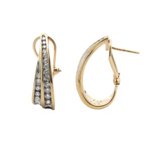 14K YELLOW & WHITE GOLD DIAMOND EARRINGS