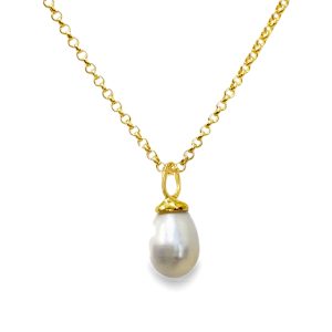 18K YELLOW GOLD PLATED CULTURED PEARL PENDANT