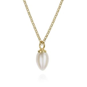 18K YELLOW GOLD PLATED CULTURED PEARL PENDANT