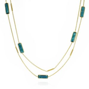 18K YELLOW GOLD PLATED APATITE STATION NECKLACE
