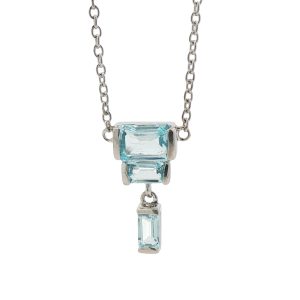 STERING SILVER BLUE TOPAZ PENDANT