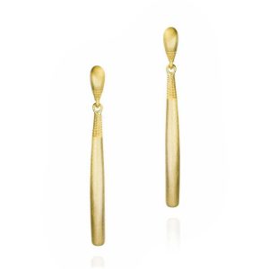 18K YELLOW GOLD PLATED CURVED BAR DANGLE EARRINGS