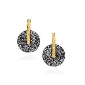 STERLING SILVER & 18K YELLOW GOLD PLATED DISC EARRINGS
