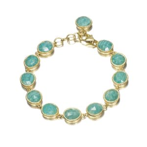 18K YELLOW GOLD PLATED AMAZONITE BRACELET
