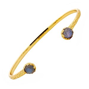 18K YELLOW GOLD PLATED LABRADORITE BANGLE BRACELET