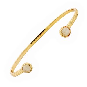 18K YELLOW GOLD PLATED MOONSTONE BANGLE BRACELET