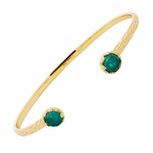 18K YELLOW GOLD PLATED APATITE BANGLE BRACELET
