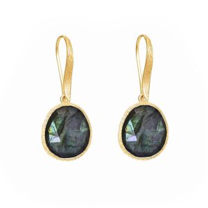 18K YELLOW GOLD PLATED LABRADORITE DROP EARRINGS