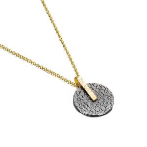 STERLING SILVER & 18K YELLOW GOLD PLATED DISC PENDANT
