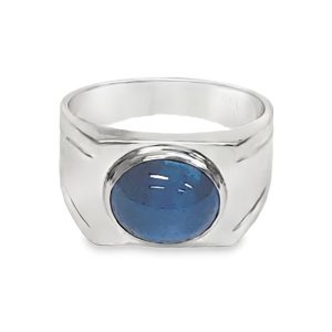 18K WHITE GOLD LAB-GROWN STAR SAPPHIRE RING