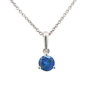 14K WHITE GOLD SAPPHIRE SOLITAIRE PENDANT