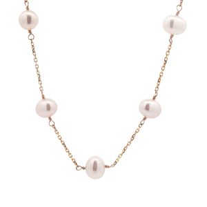 14K YELLOW GOLD PEARL & CHAIN NECKLACE