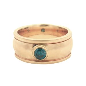 14K YELLOW GOLD BLUE DIAMOND RING