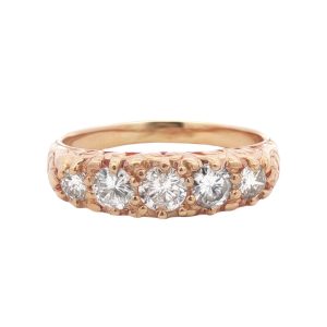 14K YELLOW GOLD VINTAGE 5 DIAMOND RING